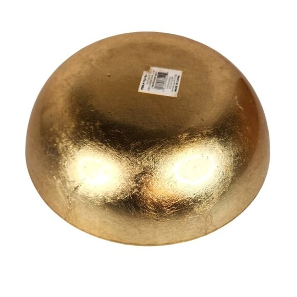 Christmas Holiday Glass Gold Bowl With Poinsettia Design - 10 Inch Diameter x 3 - Picture 12 of 12